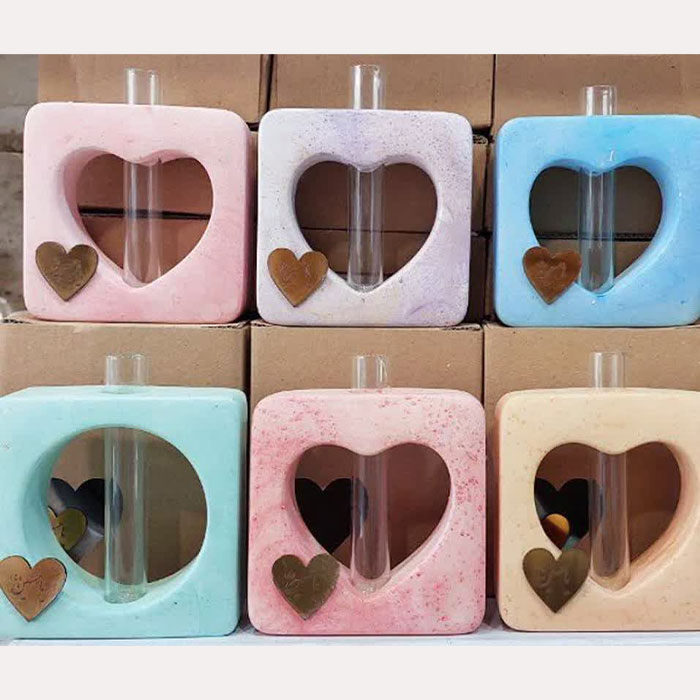  گلدان طرح سنگ قلبی مذهبی با مولتی اسامی ائمه علیهم السلام